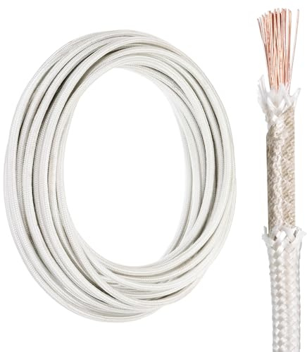 Awclub High Temperature Wire, 10Ft 17AWG -60~500 Degrees Celsius, Mica Glass Fiber Heat Resistant Wire Insulated Electrical Flexible Cable for Lamp Boiler Heater, Used in High-temperature Environments