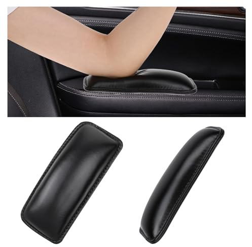 Leder Autotür Armlehnenkissen, 2 Stück Auto Beinpolster Selbstklebend Leder Knie Pad Schwarz Auto kniepolster Soft Pad Kniekissen Knieschoner Armlehnen Weiches Polster für Auto Konsole Auto-Innenraum