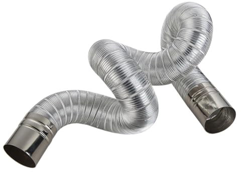 KONTONTY Tubo per Fumaria in Acciaio Inox e Alluminio Flessibile per Stufa a Legna, Resistente e Facile da Installare per Uso Domestico Interno