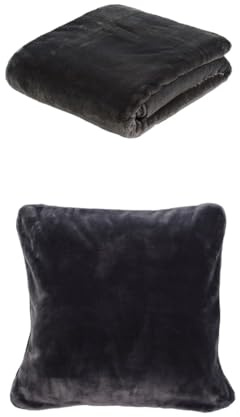 Gözze Premium Cashmere-Feeling Decke und 2er Set Cashmere-Feeling Kissen, 180x220 cm + 50x50 cm, Farbe: anthrazit