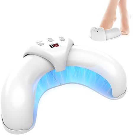 iKeener Lichttherapiegerät für Nagelpilz mit einstellbaren Sitzungen von 3,5,10 Minuten, Behandlung von mehreren Zehen und bequemen Füßen, 12 Stück 470 nm, 6 Stück 910 nm, Lichttherapie（Blassweiß）