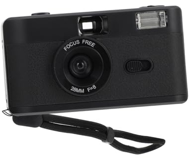 Wiederverwendbare 35mm Filmkamera aus Abs mit Blitz, Schwarz | Retro Fotokamera ohne Batterie, Einweg Optik mit Mehrfachnutzung, Kompakt für 35-mm Filme