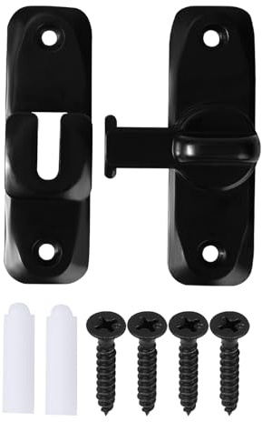 Gosknor Serrure de Porte Grange Noire à Bascule, Loquet Porte à 90/180 Degrés avec Vis Verrou Portail Verrou de Gauche et Droite pour Armoires Salles Bain Fenêtres Granges Garages