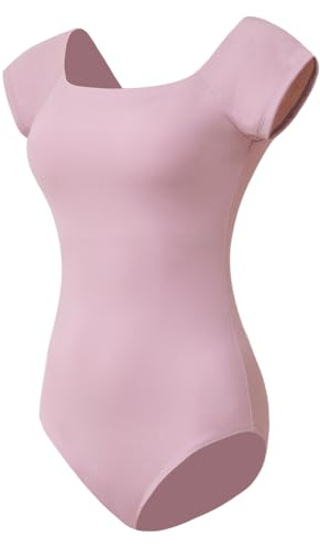ROYAL SMEELA Maillot de Danza Ballet Adulto Body Baile para Mujer Leotardo Manga Corta