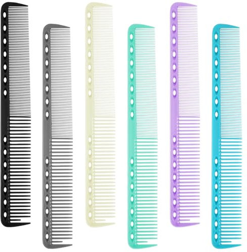 6Pcs Cutting Combs Carbon Fibre Combs for Hair Stylist Barber Comb Haircutting Professional Hair Cutting All Purpose Comb Medium and Fine Tooth for Man Woman Clipper Cuts Home Salon