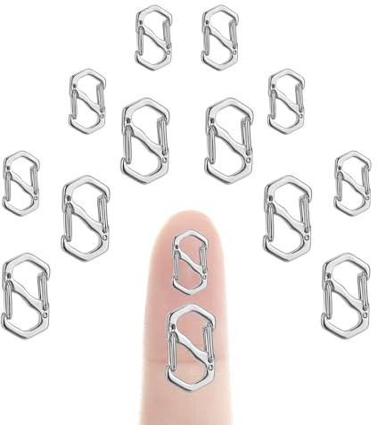 12st Karabinerverschluss mit Doppelter Öffnung, Halskettenverkürzer Clip 2 Größen Kettenverschluss Armbandverschlüsse S-Verschluss Schmuckclips für DIY Schmuckherstellung (Silber)