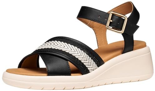 Geox Sandalo da donna D Meliconia G Wedge, nero, 38 EU