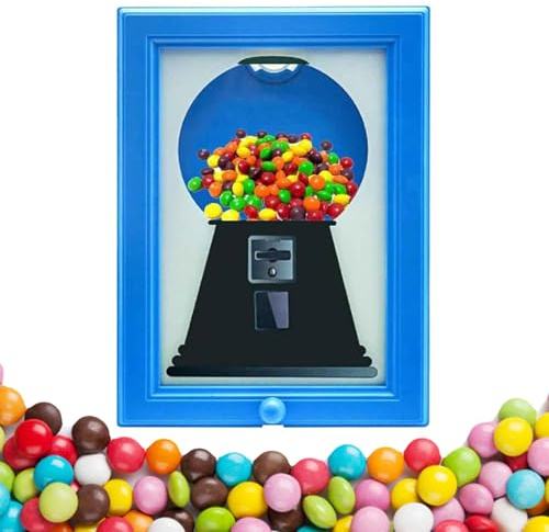 Candy Dispenser Picture Frame, Creative Stand on Table Gumball Machine in Frame, Hanging Candy F-rame for Kids, Wall Mounted Gumball Machine, Funny Sweet Dispenser M-achine Photo for C-Andy Lover