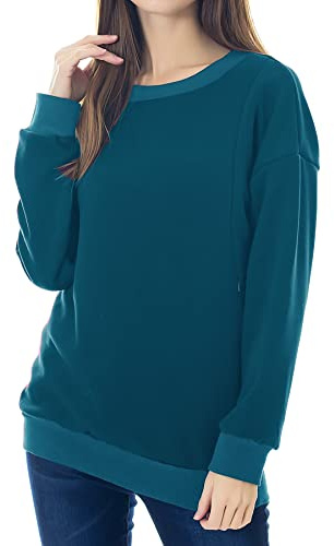 Smallshow Fleece Nursing Sweatshirt Långärmad amning Pullover Toppar,Teal M