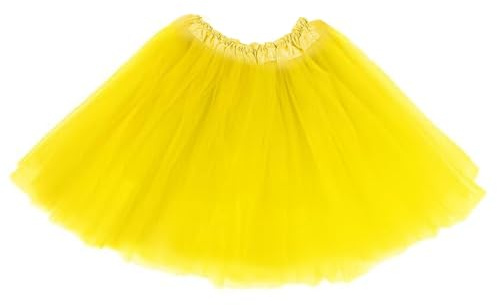 AYBUY Tutu Elastico Tul 30 CM de Longitud para niña, Faldas de Baile de Ballet de Tul 3 Capas, NiñA Estrella Fiesta Baile Ballet Tutú Falda para Danza Rendimiento Fiesta, Carnaval, Amarillo