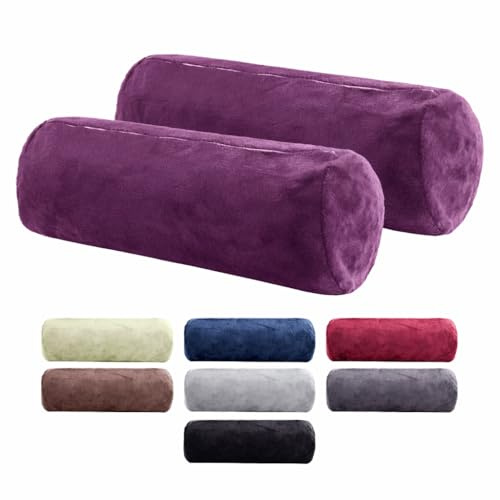 BaSaTex Plüsch Nackenrollenbezug, 2er Pack, 15x40, Lila | Winter Plüsch, Kuschelig Weich, Für Nackenrollen, Öko_Tex Zertifiziert, Cashmere-Touch