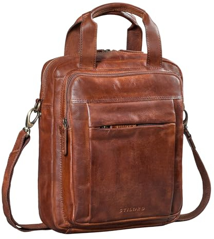 STILORD Eldon Mittelgroße Umhängetasche Herren Leder - Schultertasche Echtleder Crossbody Bag Messenger Bag 13,6 Zoll Ledertasche Herren Männerhandtasche für Alltag, Reisen Farbe:schwarz