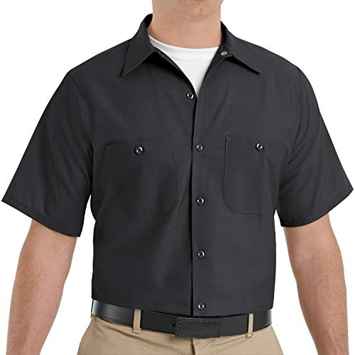 Red Kap Mens Industrial Shirt, Regular Fit, Short Sleeve, Black, XX-Large US
