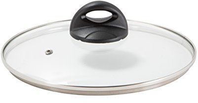 Barazzoni Spa, Coperchio in Vetro, Pomolo Nero, Bordo Inox, 28 cm