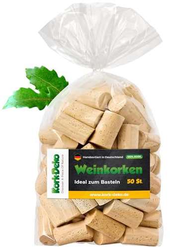 100 neue Weinkorken | Korken ideal zum Basteln und Dekorieren | Flaschenkorken in Standardgröße | Durchmesser: 24 mm & Länge: 45 mm | aus Naturkork | Made in Portugal