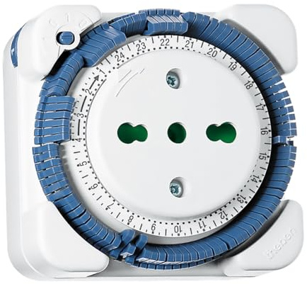 Theben 0260861 timer 26 timer da presa analogico italiano giornaliero | 1 canale, meccanico, versione italiana, spina italiana 10/16 A, inserimento minimo 15 min, 400 W LED, preselezione manuale