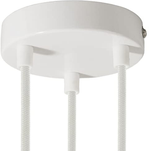 creative cables - Zylindrischer 3-Loch-Lampenbaldachin Kit aus Metall - Zylindrisch, Glänzend weiß