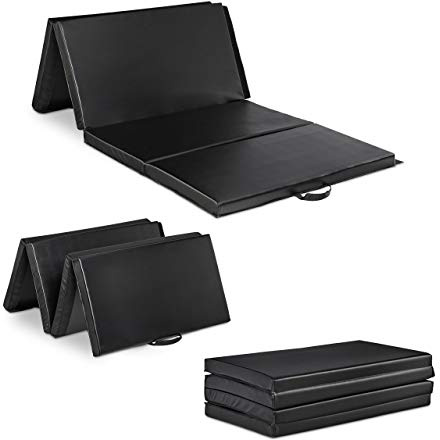 Relaxdays XL Turnmatte 235x120, klappbar, 5cm dick, erweiterbar, Weichbodenmatte f. zuhause, Griff, wasserdicht, schwarz