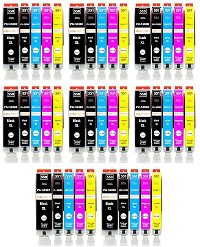 Amaprint 40 XL patroner kompatibla med Canon PGI 550 CLI 551 för Pixma IP7200 IP7250 IX6800 IX6850 MG5400 MG5450 MG5500 MG5550 MG5600 MG5650 MG5655 MG6400 MG6450 MG6600 MG6650 MX725 MX920 MX925