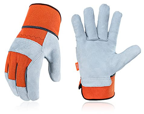 Vgo... Guanti da Lavoro in Pelle Antiurto per Uomo, Guanti Antinfortunistici per Costruzione Edilizie Lavori Giardinaggio Multifunzionali Antiabrasioni Antivibrazioni (CB3501)