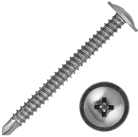 (100, 4.8 x 90mm) Baypole Screws Self Drilling PH2 Wafer Head Fully Threaded Bright Zinc Plated For Joining uPVC Bay Window Sections and Conservatory Frames