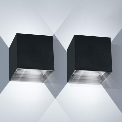 ledmo 20W LED Wandleuchten Innen 2 Stück Wandlampe Kaltweiß 6000K | Außenwandlampen Mit Einstellbar Abstrahlwinkel LED Wandbeleuchtung IP65 wasserdichte