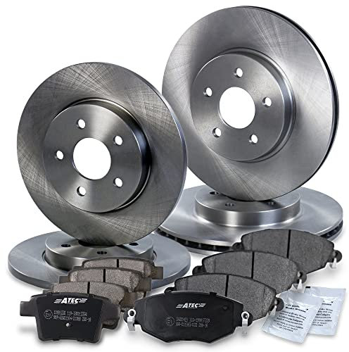 ATEC GERMANY Juego de frenos incl. discos de freno delanteros Ø 300 mm ventilados + traseros Ø 280 mm macizos + pastillas de freno Compatible con FORD MONDEO Mk3 (B5Y, B4Y, BWY), JAGUAR X-TYPE (X400)