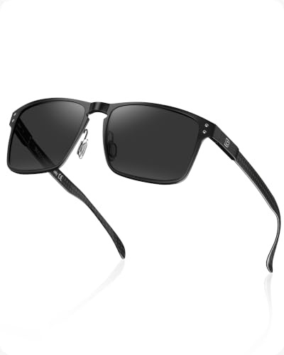 DUCO Polarisierte Sonnenbrille Herren, Al-Mg-Rahmen & Kohlefaser-Bügel