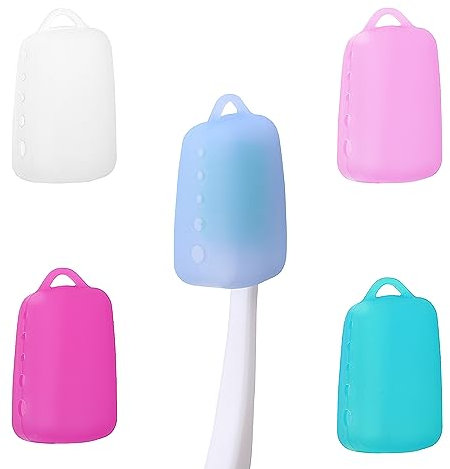 WLLHYF 5 Pezzi Custodie per Spazzolino da Denti Copri Spazzolino da Denti in Silicone Cappucci Protezione per Spazzolino da Denti Portatile Custodia per Bagno da Viaggio