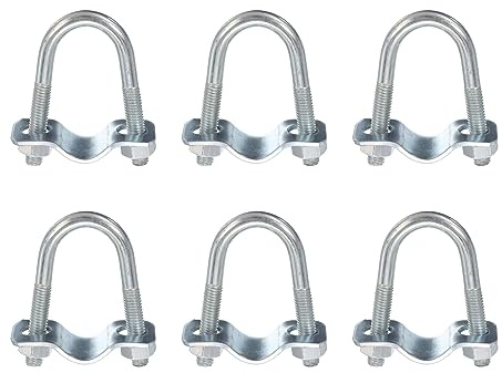 sourcing map Round U-Bolts Pipe Clamp, 6pcs Fit 3/4(20mm) to 3/4(20mm) Double Pipe Clamp Pipe Buckle for Greenhouse Awning Frames Antenna Mast