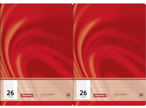 Brunnen Premium Schulheft Vivendi A4 Lineatur 26, mit Rand,16 Blatt (Packung mit 2)