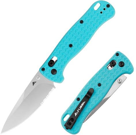 FLISSA Couteau de Poche Pliant, Couteau Randonnée avec Lame en acier AUS-8, Clip de Poche Incluse, Cadeau d'Outil Idéal pour Camping, Randonnée, Activités en Plein Air, Bleu