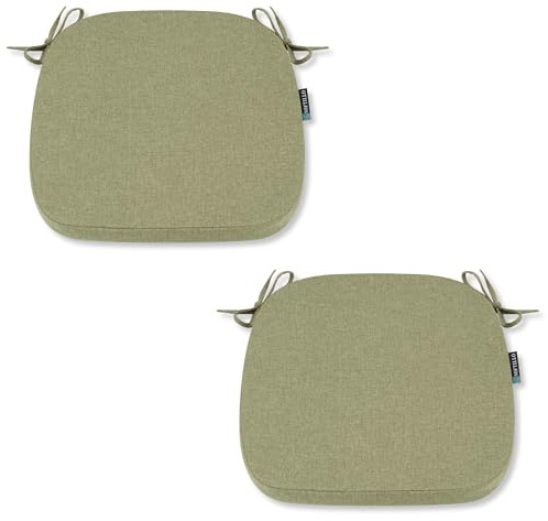 Comfortable Chair Cushion With Ties - 42x40x5cm - Indoors/Outdoors Seat Pads Cushion Pad - For Dining, Living Room, Garden, Patio, Office Chairs – Thick Portugal Fabric – (Pistachio, Pack of 2)
