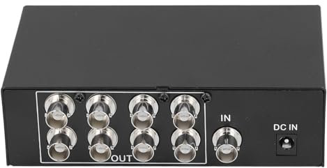 Répartiteur Vidéo BNC 8 Ports, Adaptateur Vidéo Composite 1 Entrée 8 Sorties BNC Coaxial TV CCTV DVR, Amplificateur Distributeur Coaxial 1080P pour Caméra de sécurité CCTV (Prise