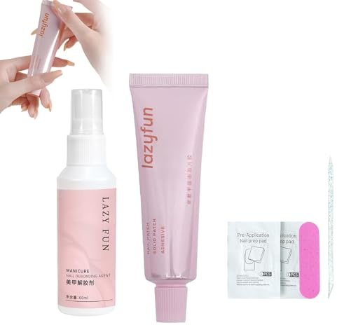 Lazyfun Nail Glue, Lazy Fun Nail Glue for False Nail, Multifunctional Nail Tools Nail Gel,Lazyfun Value Set Solid Nail Glue,Soft Gel Nail Glue,Quick Drying (Set C)