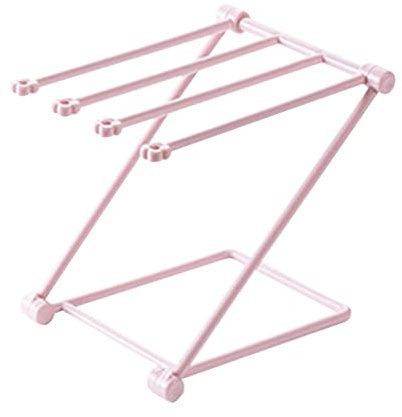 Stendino per Strofinacci da Appoggio, Porta Strofinacci Pieghevole a 4 Bracci per Cucina Domestica (Pink)