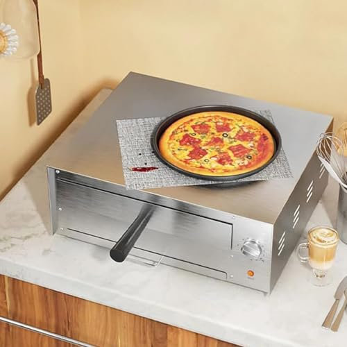 Hlixzoy Horno Eléctrico Comercial Pequeño De Una Sola Capa Gruesa, Horno De Pizza Interior con Asa Y Bandeja De Pizza Extraíble, Horno De Pizza De Mostrador Multifunción, hasta 12 Pulgadas