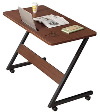 Beistelltisch mit Rollen Nachttisch mit Kunstfaserplatte, Nachttisch für Heimbüro, Mobiler Laptop Nachttisch mit Kartenfach, für Schlafzimmer, Wohnzimmer(Brass,80x40x65cm)