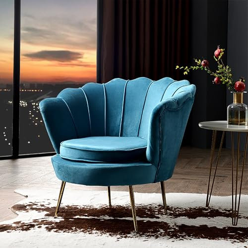 Akzentstuhl Aus Samt mit Hoher Rückenlehne, Moderner Ohrensessel, Gepolsterter Einzelsofastuhl mit Goldenen Beinen, Freizeit-seitenstuhl für Wohnzimmer/Schlafzimmer(73x73x78cm(29x29x31in), Velvet6)