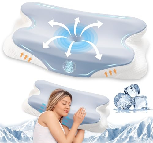 Orthopädisches Kissen Memory Foam Kissen Ergonomisches, Kopfkissen Nackenschmerzen, Antischnarchkissen Besser Schlafen, Nacken lindern zur Schmerzlinderung, Für Seiten Rücken&Bauchschläfer (Blau)