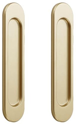 Okaywork 2x Poignées de Porte Coulissante Ovales Autocollantes, Poignée Porte Coulissante, Alliage D'aluminium or mat sans Perforation pour Portes Coulissantes de Grange, Fenêtres, Armoires / 15 cm