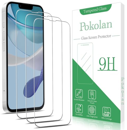 Pokolan 3 Unidades Protector Pantalla para iPhone 16e 2025 Cristal Templado, Dureza 9H, 0.33 mm Ultra Transparente, Sin Burbujas, Antihuellas, Ultra Resistente