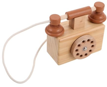 Toyvian Spielzeugtelefon Kabelmaschinengriff Multifunktionales Stickgarn Kleinkindertelefone Eltern-Kind-telefone Ferngesteuertes Puppenhaus Altmodische Telefone Kabelgriff Mini Möbel Holz