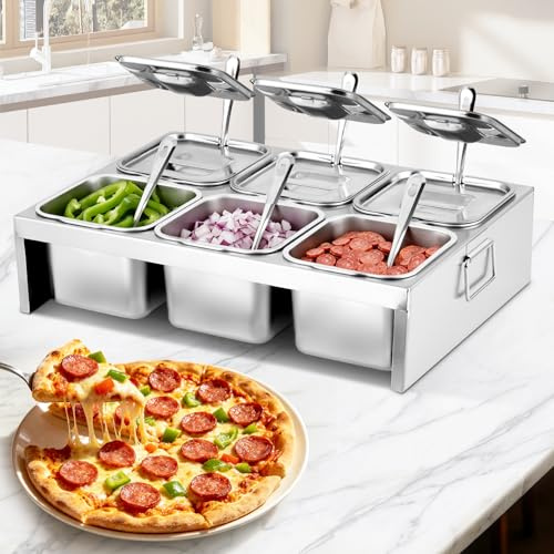 YJINGRUI Pizza Topping Station 12L Pizza Ingredients Station