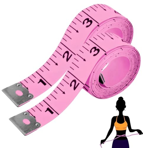 Koprek 2 Pack Pink Tape Measure, Metric Scales and Dual-Scale Standard, Versatile Fabric Tapes Measure, Flexible Soft Tape Measures, 60 Inch/150cm Body Measuring Tape for Sewing & Crafts