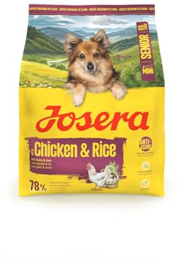 JOSERA Mini Senior | 5X 900 g | Trockenfutter für ältere kleine Hunde | Senior | Huhn & Reis | Glutenfreies Premiumfutter für ältere Hunde für Anti-Aging & Nierenentlastung | Extrakleine Kroketten