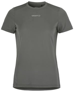 Craft Sportskjorta för kvinnor, ADV Essence SS Tee 2 granit, funktionell skjorta, L med ventilationszoner, återvunnen sporttopp för gym, yoga och utomhusträning
