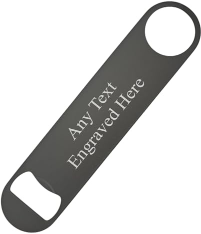 [Custom] Personalised Engraved Bar Blade Bottle Opener Brushed Silver or Black Matt Gift Home Bar Wedding Birthday Fathers Day 7inch (18cm) (Black Matt)