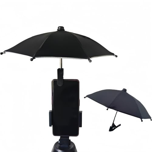 Vyloky Handy-Schirm für Auto & Fahrrad - Sonnenschutz mit Clip & Ständer gegen Hitze für Smartphones, Navi & E-Reader, silber (26cm) (Schwarz)