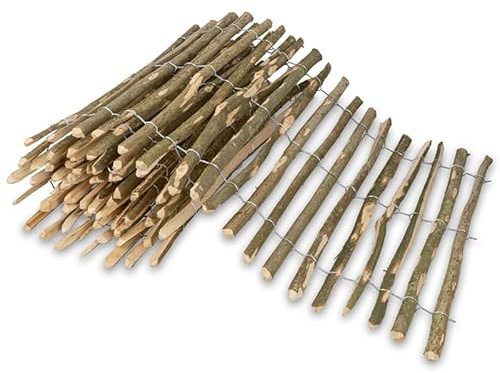 VOSS.garden 5m Staketenzaun Natura Haselnuss 100cm Höhe Mit Natürlicher Rinde 3-4cm Gartenzaun